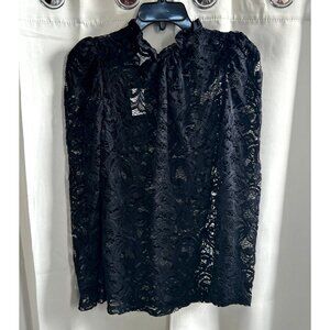 Dalin Womens Top Large Lace Crochet Puff‎ Sleeve Whimsigoth Y2K Romantic 17747